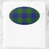 Barclay tartan blauwe groene vleid ovale sticker (Tas)
