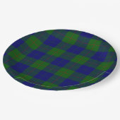 Barclay tartan blauwe groene vleid papieren bordje (Gekanteld)