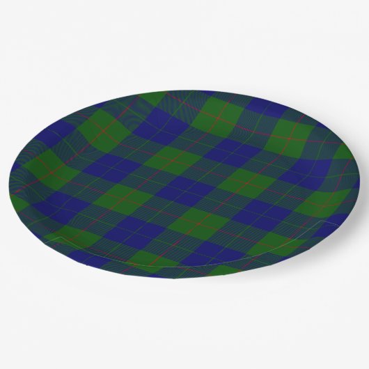 Barclay tartan blauwe groene vleid papieren bordje (Gekanteld)