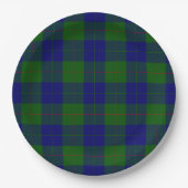 Barclay tartan blauwe groene vleid papieren bordje (Voorkant)