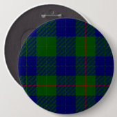 Barclay tartan blauwe groene vleid ronde button 6,0 cm (Voorkant /achterkant)
