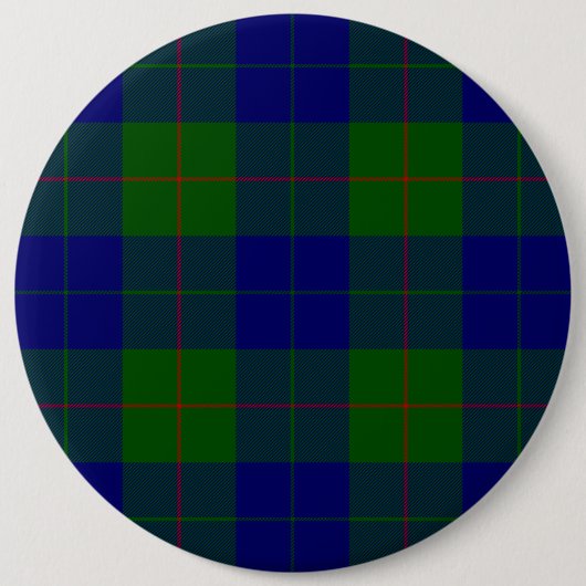 Barclay tartan blauwe groene vleid ronde button 6,0 cm (Voorkant)
