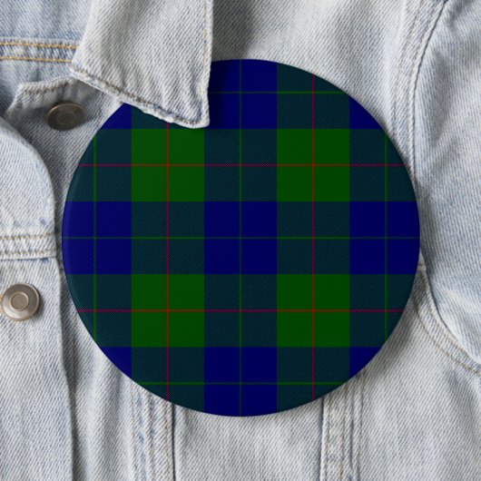 Barclay tartan blauwe groene vleid ronde button 6,0 cm (In situ)