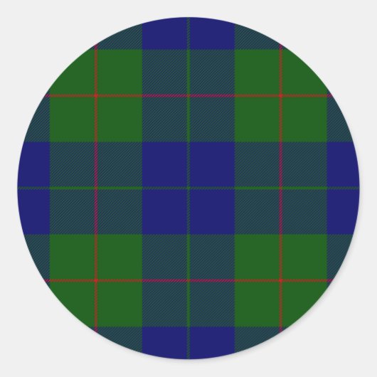 Barclay tartan blauwe groene vleid ronde sticker (Voorkant)
