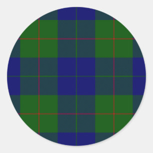 Barclay tartan blauwe groene vleid ronde sticker