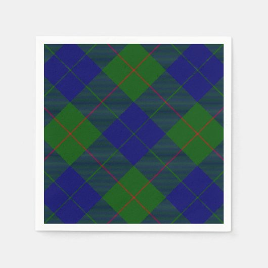 Barclay tartan blauwe groene vleid servetten (Voorkant)