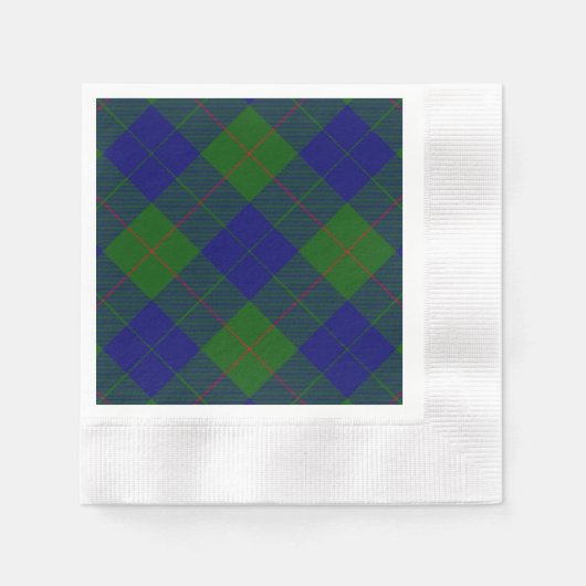 Barclay tartan blauwe groene vleid servetten (Voorkant)