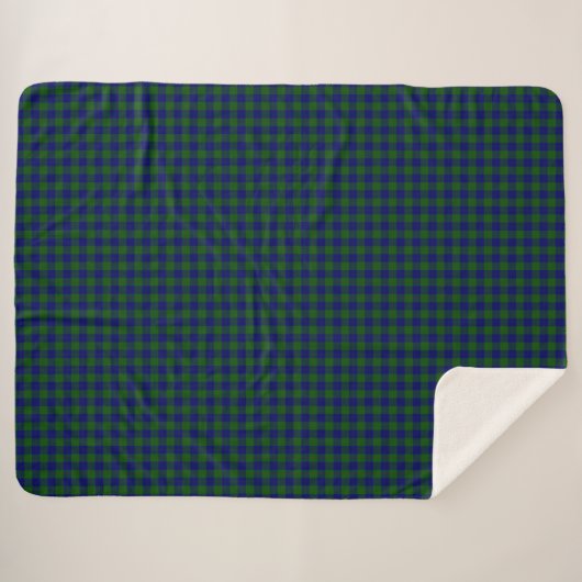 Barclay tartan blauwe groene vleid sherpa deken (Voorkant (horizontaal))