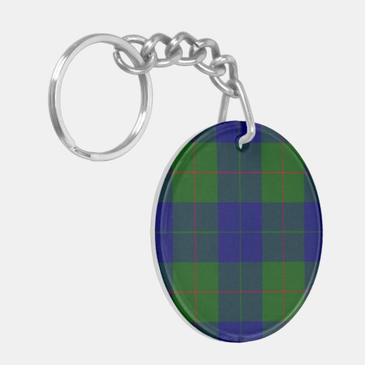 Barclay tartan blauwe groene vleid sleutelhanger (Voorkant Links)