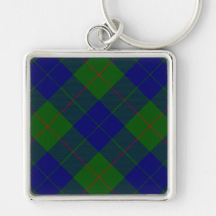 Barclay tartan blauwe groene vleid sleutelhanger