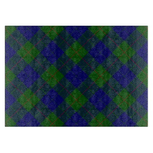 Barclay tartan blauwe groene vleid snijplank (Voorkant)