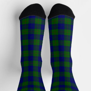 Barclay tartan blauwe groene vleid sokken