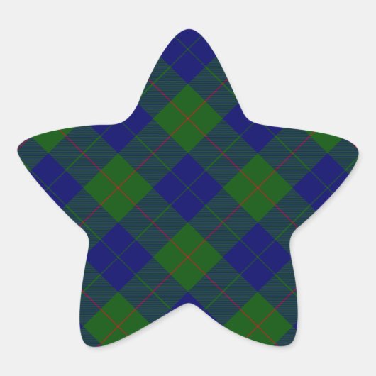 Barclay tartan blauwe groene vleid ster sticker (Voorkant)