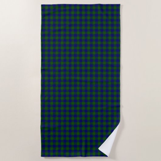 Barclay tartan blauwe groene vleid strandlaken (Voorkant)
