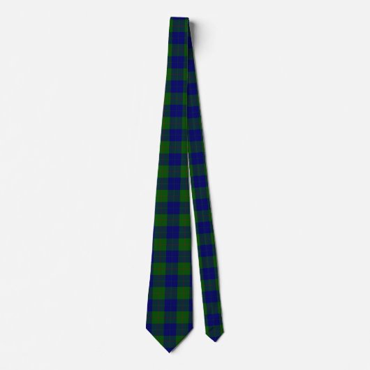 Barclay tartan blauwe groene vleid stropdas (Voorkant)