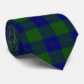 Barclay tartan blauwe groene vleid stropdas (Opgerold)