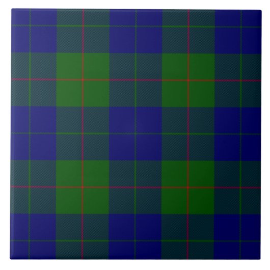 Barclay tartan blauwe groene vleid tegeltje (Voorkant)