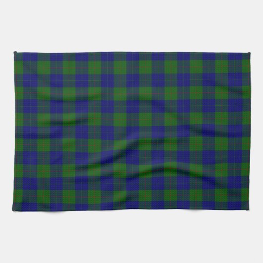 Barclay tartan blauwe groene vleid theedoek (Horizontaal)
