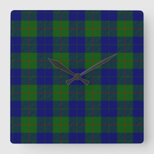 Barclay tartan blauwe groene vleid vierkante klok
