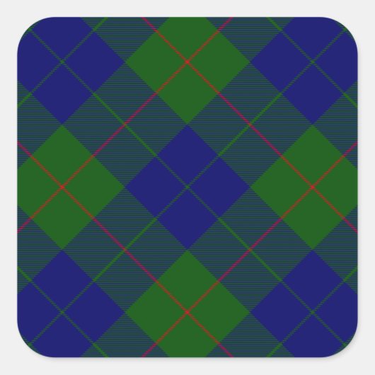 Barclay tartan blauwe groene vleid vierkante sticker (Voorkant)