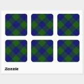 Barclay tartan blauwe groene vleid vierkante sticker (Vel)