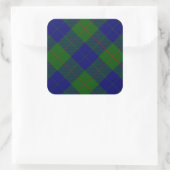 Barclay tartan blauwe groene vleid vierkante sticker (Tas)