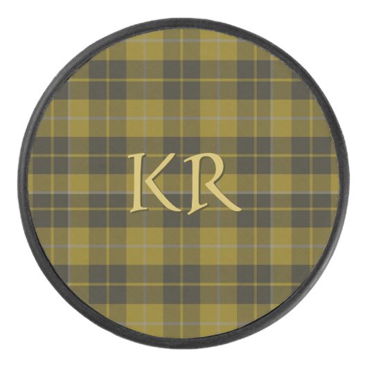 Barclay Tartan met uw initialen, Schotse speldenst Hockey Puck (Voorkant)