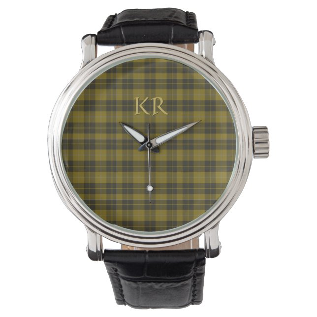 Barclay Tartan met uw initialen, Schotse speldenst Horloge (Voorkant)