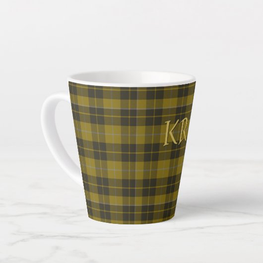 Barclay Tartan met uw initialen, Schotse speldenst Latte Mok (Linkerhoek)