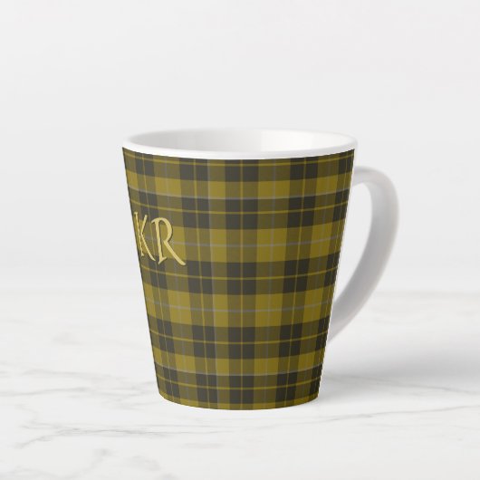 Barclay Tartan met uw initialen, Schotse speldenst Latte Mok (Rechterhoek)