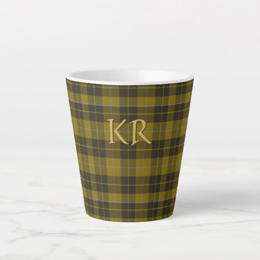 Barclay Tartan met uw initialen, Schotse speldenst Latte Mok (Voorkant)