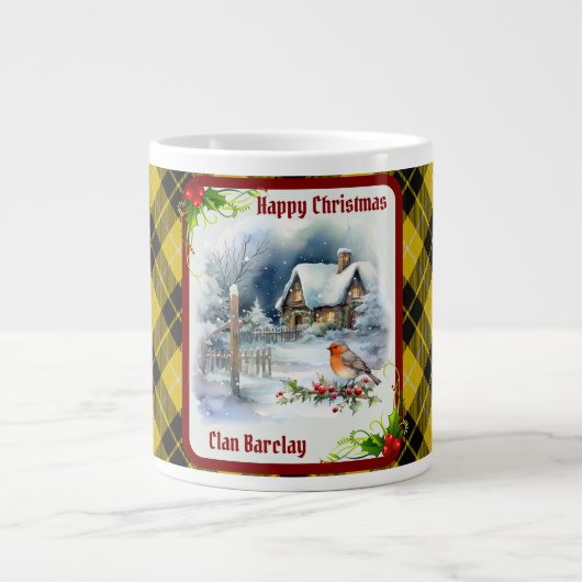 Barclay Tartan & Robin Christmas Grote Koffiekop (Voorkant)