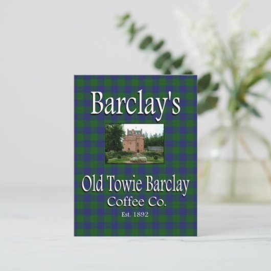 Barclay's Old Towie Barclay Coffee Co. Briefkaart (Staand voorkant)