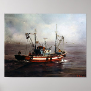 Barco de pesca/Pesqueiro/Vissende boot Poster