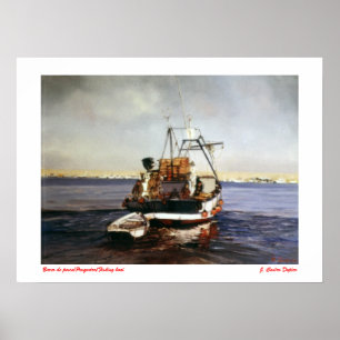 Barco de pesca/Pesqueiro/Vissende boot Poster