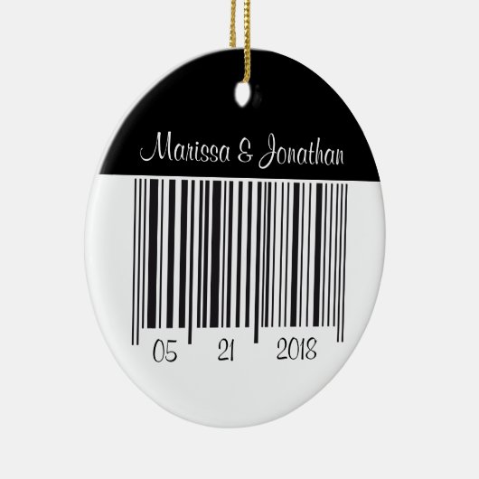 Barcode Bedankt voor je bruiloft. Keramisch Ornament (Rechts)
