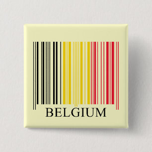Barcode België vlag Vierkante Button 5,1 Cm