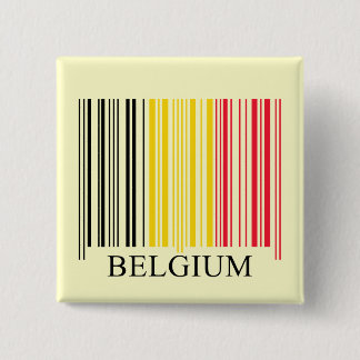Barcode België vlag Vierkante Button 5,1 Cm