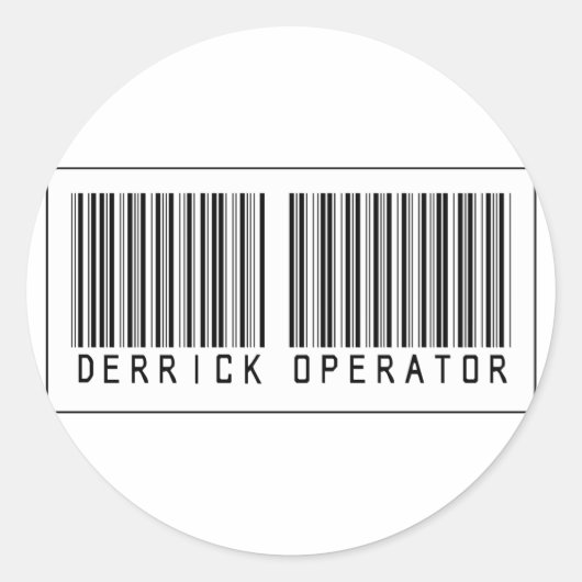 Barcode Derrick Operator Ronde Sticker (Voorkant)