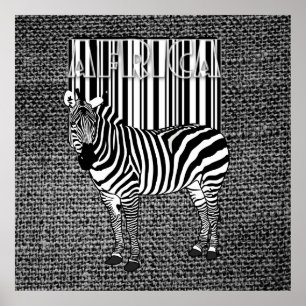 Barcode die in een ontwerp van de zebra loopt poster