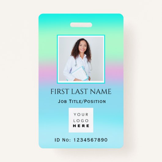 Barcode Foto IDNumber Therapist Nurse Doctor Care Badge (Voorkant)