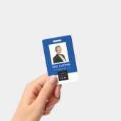 Barcode Foto Naam ID Kaart Verticaal Blauw Wit Badge (Handheld)