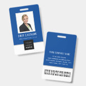 Barcode Foto Naam ID Kaart Verticaal Blauw Wit Badge (Voor- en achterkant)