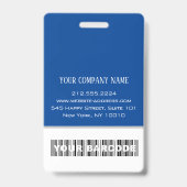 Barcode Foto Naam ID Kaart Verticaal Blauw Wit Badge (Achterkant)