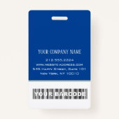 Barcode Foto Naam ID Kaart Verticaal Blauw Wit Badge (Achterkant)