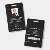 Barcode Foto Naam ID Kaart Verticaal Gouden Frame Badge (Voor- en achterkant)