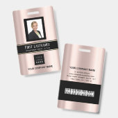 Barcode Foto Naam ID Kaart Verticaal Roze Goud VIP Badge (Voor- en achterkant)