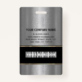 Barcode Fotonaam ID Kaart Verticaal metaal grijs Badge (Achterkant)