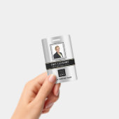 Barcode Fotonaam ID Kaart Verticaal metaal grijs Badge (Handheld)