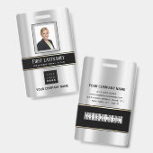 Barcode Fotonaam ID Kaart Verticaal metaal grijs Badge (Voor- en achterkant)